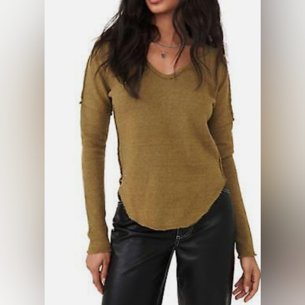 Free People Tunic Sweatshirt Top Small Come & Get it In Adventurer